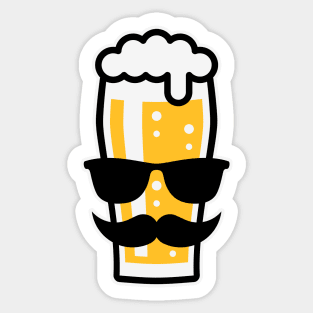 Beer Glass With Sunglasses & Moustache (Funny / 3C) Sticker